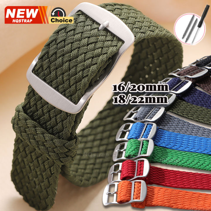 New One Piece Nylon Woven Watch Band 16mm 18mm 20mm 22mm Colorful for Perlon WatchStrap for  Bracelet Women Men Wristband