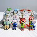 Zootopia Keychain Set Judy& Nick Wilde PVC Figure Keychain, Disney Movie Character Key Ring, Animal Cartoon Bag Charm . 