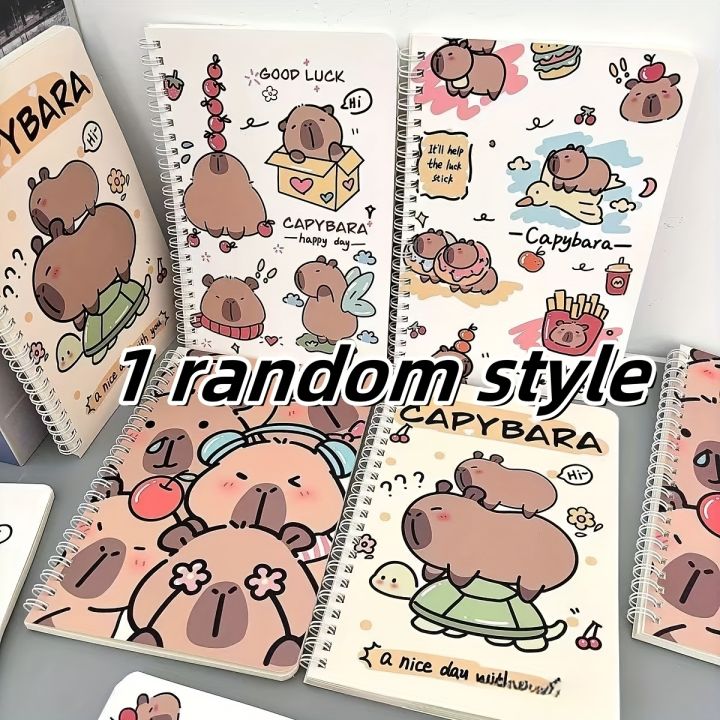 Spiral Notebook, Soft Cover, Cute Capybara Pattern Design, Each Book ...