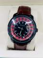 Men’s Quartz Wrist Watch – Black Dial, Leather Strap, Autograph Function, Analog Display. 
