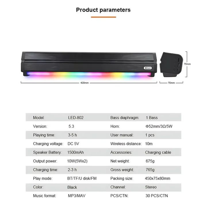 KISONLI%20LED-802%20RGB%20WIRELESS%20BT%205.3%20MODERN%20RETRO%20DESIGN%20SOUNDBAR%20-%20Image%203