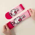 Cute Hello Kitty Girls Socks 5 Pairs Kawaii Cartoon Cotton Crew Socks for Kids Casual Daily Socks. 
