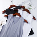Summer Men's Non-Marking Ice Silk Undershirt Men's Slim Sports Fitness Cross-Body Bottoming Sleeveless Breathable Comfortable. 