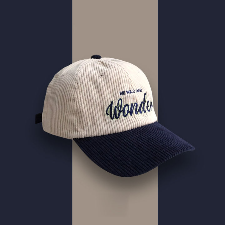 Corduroy%20Hat%20WONDER%20Embroidery%20Patchwork%20Colours%20Baseball%20Cap%20Korean%20for%20Women%20Fashion%20Visor%20Cap%20for%20Men%20-%20Image%202