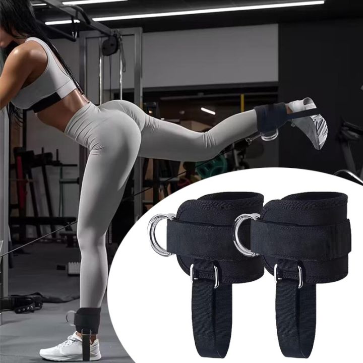 2Pcs%20Adjustable%20Cable%20Ankle%20Straps%20With%20Double%20D-Ring%20For%20Gym%20Workouts%20Glute%20Leg%20Strength%20Training%20Support%20Sport%20Ankle%20Cuffs%20NEW%20-%20Image%202