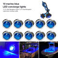 10Pcs 12V Marine Boat Transom LED Stern Light Round White LED Tail Lamp Waterproof IP67 Yacht Side Marker Courtesy Lights Blue.