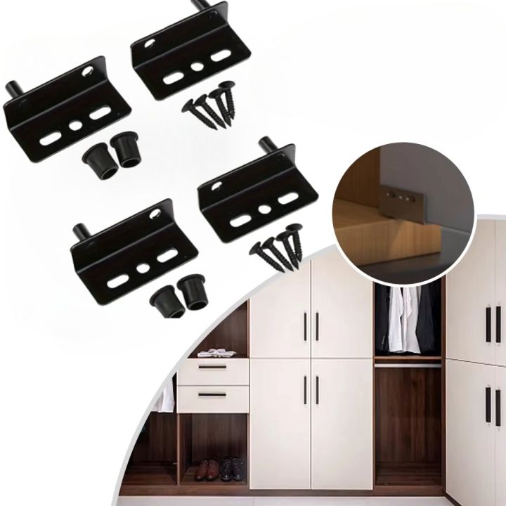 2pcs/4pcs Iron Right Angle Pivot Hinge Set For Wooden Doors  Furniture Cabinets Installation With Screws Plastic Covers