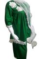 Emerald Elegance: Green Short Shirt with Plazo and White Lace Work. 