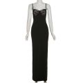 Lace Trim Backless Party Club Birthday Maxi Y2K Dress for Women Summer 2026 Sleeveless Bodycon Split Long Dresses Outfits.