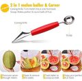 Double Stainless Steel Melo Fruit Spoons Kitchen Cut Watermelon Dig Ball Ice Cream. 