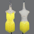 Latin Dance Dress Sling fringe Skirt Diamond Competition Clothing High-End Custom Adult Child Professional Performance Clothes.