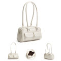 New women's bag fashion niche oil wax leather bowling bag multi-pocket armpit bag commuting handbag single shoulder bag. 