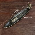 Creative Incense Holder Aromatherapy Ornament Incense Holder Boat Old Men Fishing Japanese Style Incense Stick Burner Home Decor.