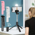 Portable Wireless Selfie Stick Tripod Stand with Light Bluetooth Remote Extendable Tripod for Mobile Phone Tiktok Live Streaming. 