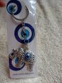 Silver Elephant Evil Eye Charm Keychain. 