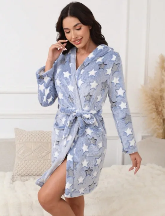 Cute%20Milk%20Cow%20Print%20Flannel%20Bathrobe%20For%20Women%20Long-Sleeve%20V-Neck%20Front-Belt%20Robe%20Soft%20Breathable%20Fit%20Sleeping%20And%20Lounging%20Pjs%20-%20Image%204