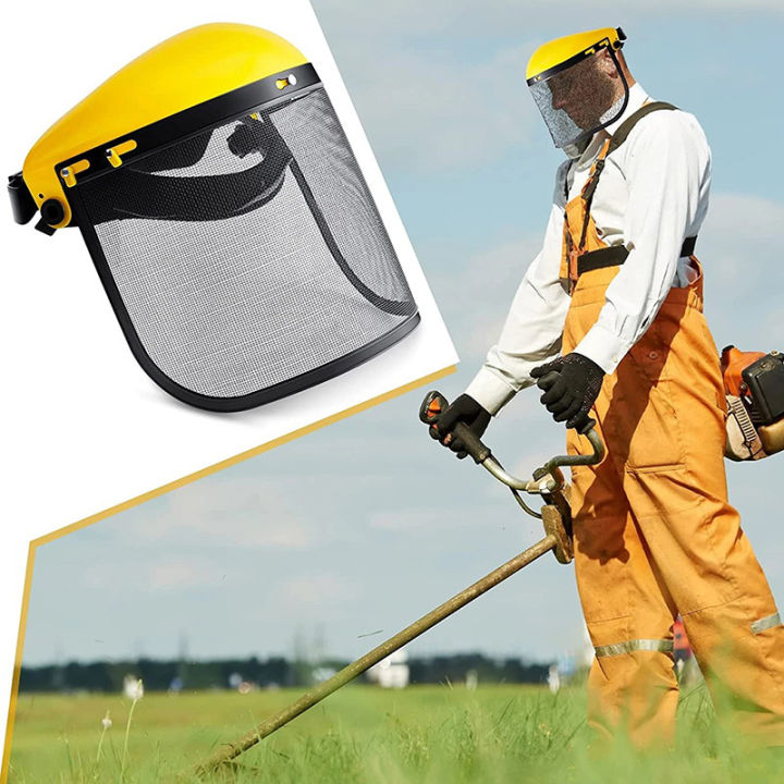Full Face Mesh Mask Safety Helmet For Grass Trimmer Logging Brush ...
