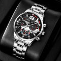 2pcs Luxury Mens Silver Quartz Watch With Stainless Steel Bracelet Men Fashion Business Casual Watch Luminous Clock. 