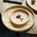 Hand-Woven Bamboo Sieve Bamboo Dustpan Fruit Bread Storage Basket Japanese Kitchen Fruit Tableware Display Storage Tray. 
