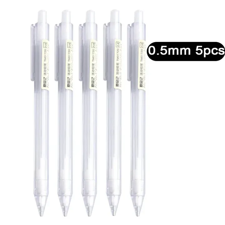 5%20Pcs/Set%20Mechanical%20Pencil%20White%20Simple%20Automatic%20Pen%200.5/0.7mm%20for%20Students%20School%20Supplies%20Office%20Accessories%20Stationery%20-%20Image%207