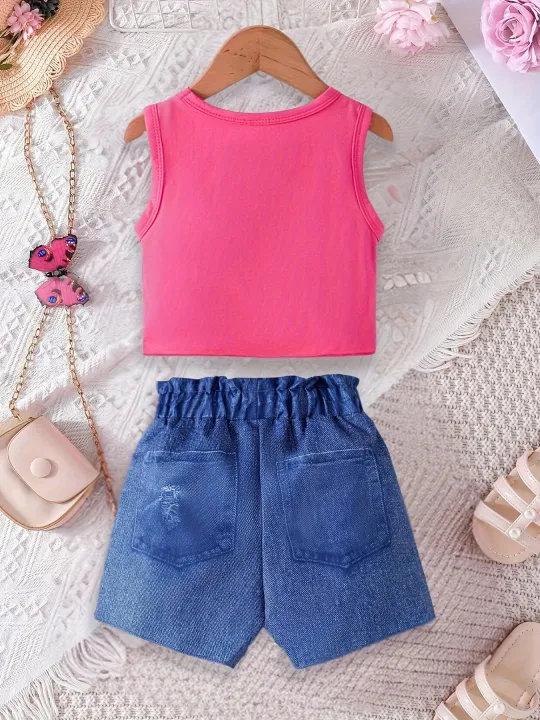 Ins%20Girls'%20Fashion%20Tie-Dye%20Full%20Print%20Printed%20Vest%20Suit%20Outdoor%20Sports%20Blue%20Shorts%20Suit%20Suitable%20for%203-10%20Years%20Old%20-%20Image%202