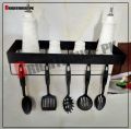 Multi-Purpose Kitchen Organizer Rack, Wall-Mounted, 5 Hooks for Spoon and Towel Storage. 