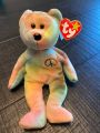 Beanie Baby Peace Bear (First version, uniquely colored, excellent condition with protected tag). 