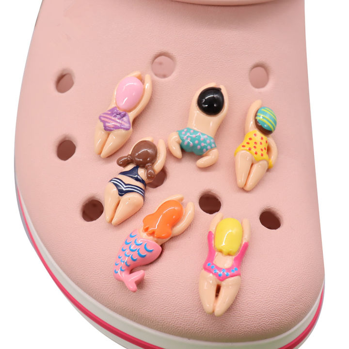 6Pcs Swimming Boys Girls Sports Resin Shoes Ornaments DIY Funny Bracelet Buckle Charms Fit Birthday Present