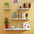 Wall Mounted White & Black Floating Shelves, Book Shelf wooden shelves. 