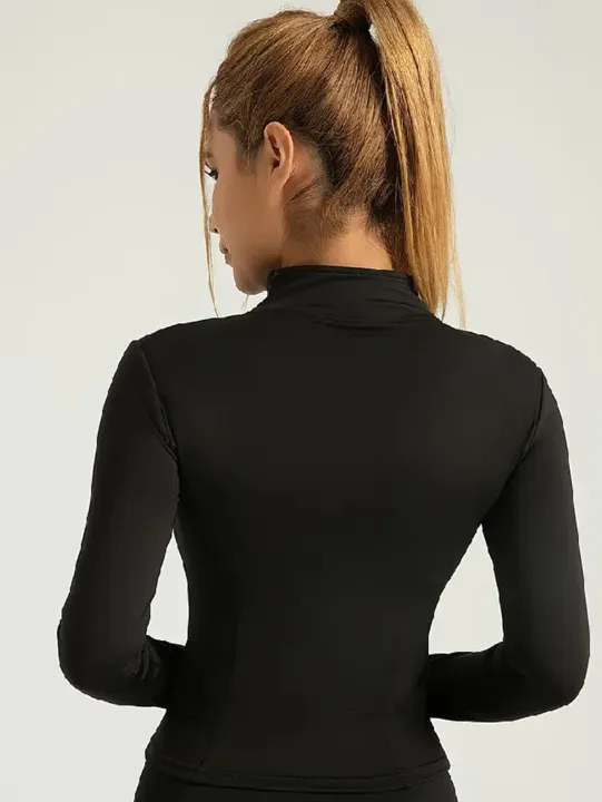 Professional%20elastic%20quick-drying%20sports%20jacket%20women's%20spring%20and%20summer%20yoga%20top%20tight%20slimming%20running%20cycling%20and%20fitnes%20-%20Image%205