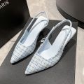 Sea Salt Blue Pointed High Heel Sandals for Women Back Hollow Half Headed Single Shoes Fashion Versatile Casual Shoes.