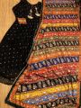 SILK STONE MIRROR PASTING SHWALL SHAFION Emboridery SHIRT 3 YARDS UNSTITCHED. 