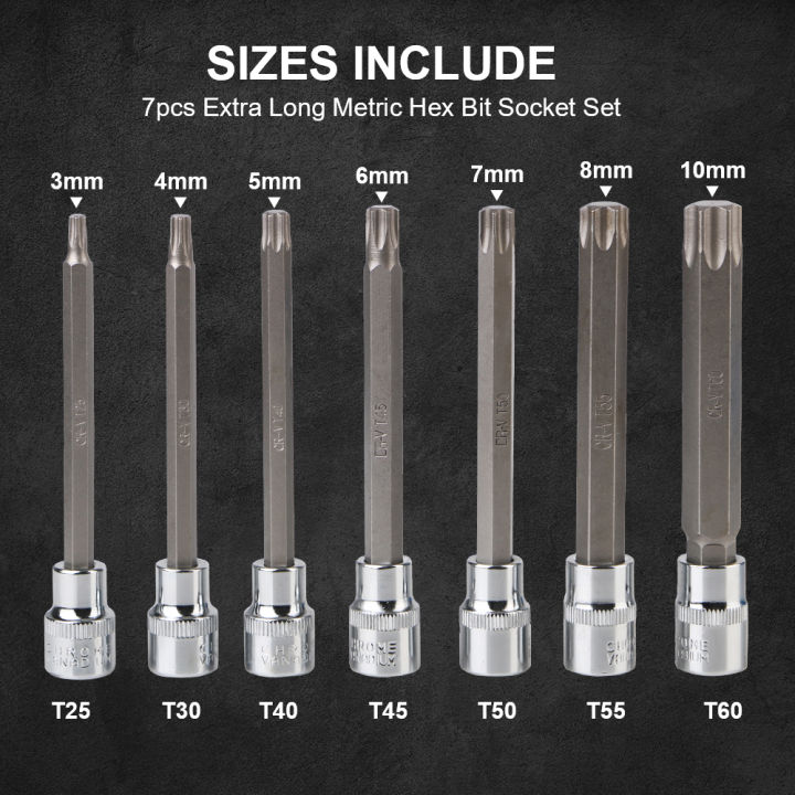 Car%20Automotive%20Tools%20Drive%20Extra%20Long%20T25,%20T30,%20T40,%20T45,%20T50,%20T55,%20T60%203/8inch%20Chrome-Vanadium%20Steel%20Torx%20Star%20Bit%20Socket%20Set%20-%20Image%204