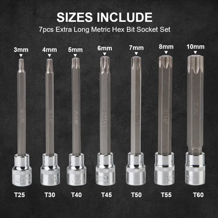 Car%20Automotive%20Tools%20Drive%20Extra%20Long%20T25,%20T30,%20T40,%20T45,%20T50,%20T55,%20T60%203/8inch%20Chrome-Vanadium%20Steel%20Torx%20Star%20Bit%20Socket%20Set%20-%20Image%204