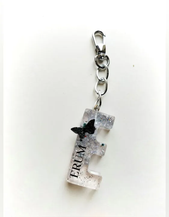 customize alphabatical naming keychain with bright silver chain .letter ...