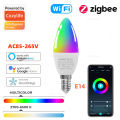 E14 Smart Wifi Led Candle Light Bulb Zigbee 3.0 RGB Colorful Led Lamps 5W Works With Alexa Google Home Smartthings Voice Control. 