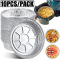 10pc Oil-Proof Aluminum Foil Tin Box Round Disposable BBQ Tray Non-Stick Liner Steaming Basket Mat for Cake Pastry Food Bakeware.