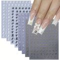 Retro English Letters Nail Stickers 4/8 Sheets 3D Self-Adhesive Nail Art Design Black White Gold Silver Nail Decals. 