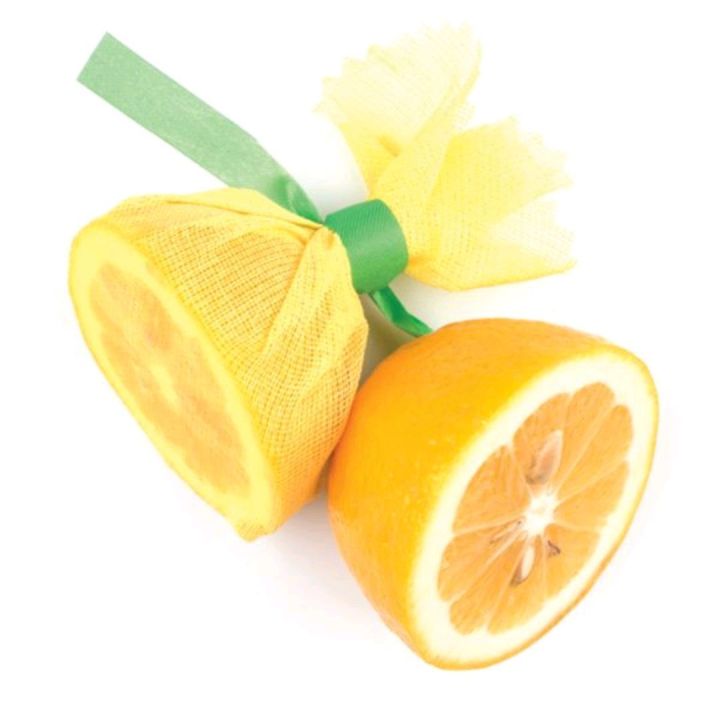 Fox run Wraps Lemon Wraps with Green Ribbons for Lemon Halves, Pack of 12 / Yellow Cotton Lemon Wrap - Green Satin Ribbon - 8 3/4" x 8 3/4"
