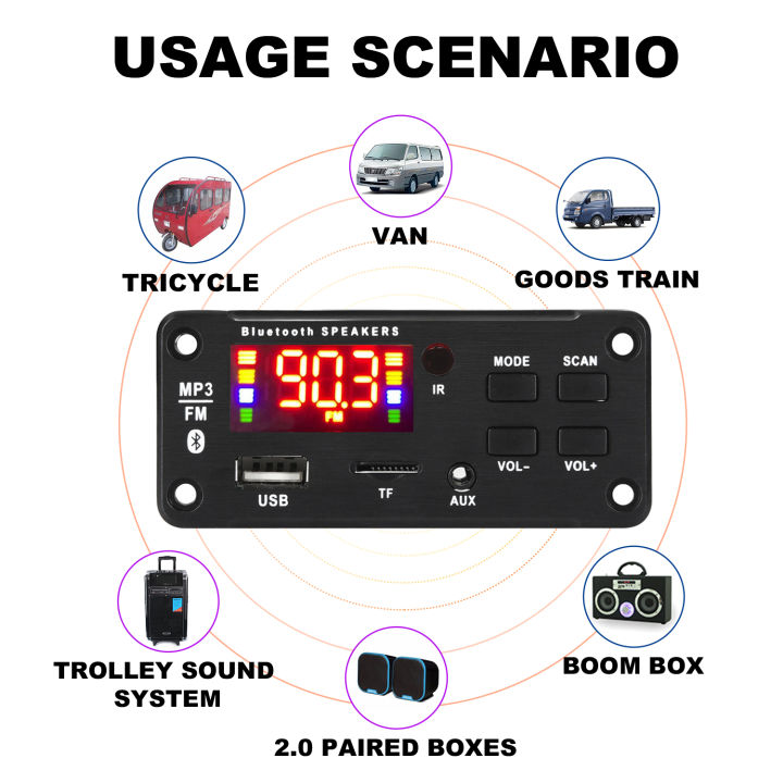 12V%20MP3%20Decoder%20Board%20Bluetooth%20Car%20Kit%20USB%20MP3%20Player%20Support%20WMA%20WAV%20TF%20Card%20Slot%20/%20USB%20/%20FM%20With%20Color%20Screen%20-%20Image%205