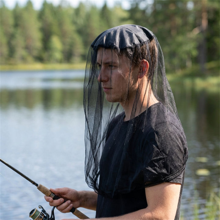 Mosquito Head Net Outdoor Camping Fishing 70D Nylon Lightweight Breathable Travel Hiking Gear