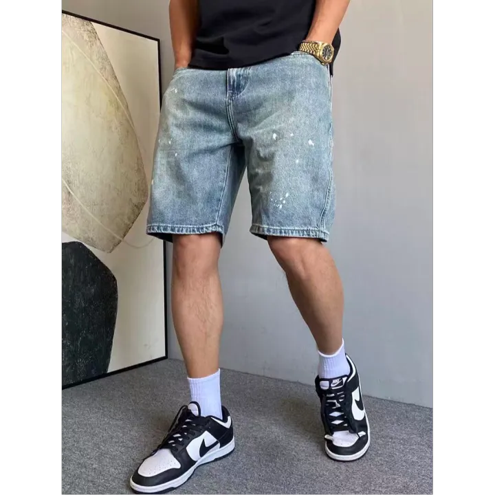 Men's%20Summer%20American%20High%20Street%20Denim%20Shorts%20Slim%20Fit%205-Point%20Casual%20Mid%20Pants%20Fashion%20Y1Y2%20Style%20Cross-Border%20Hot%20Sale%20-%20Image%203