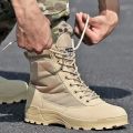 Military Combat Boots Men Breathable Special Forces Hiking Army Shoes Lightweight Outdoor Training Non-Slip Tactical Patrol Shoes,Khaki Winter Camel Shoes. 