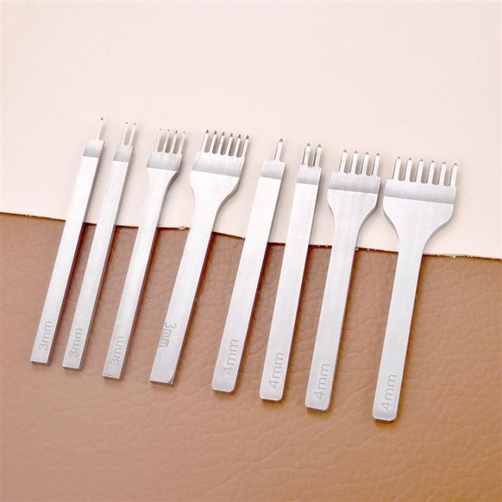1/2/4/6 Holes Fork Row Hole Punch DIY Leathercraft Tools Hand Piercing Stitching Punching Tool Leather Row Hole Punching Tool