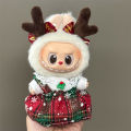 Doll Clothes For 15-17CM Labubu Clothing Merry Christmas Hat Scarf Elk Snowman Set Mini Plush Doll Accessory New Year Dress .