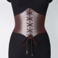 Medieval Waist Belt Brown Elastic Bind Belt Trendy Decoration Women Retro Viking Renaissance Dress Accessory For Cosplay Prop.