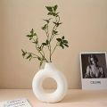 Durable Plastic Modern Decorative Donut Vase - Elegant Nordic-Inspired Centerpiece for Living Room, Bedroom & Desk - Perfect for home decoration item. 