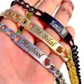 Customized Name Bracelet for Adults  Premium Quality Chain with Name Engraving Available in 3 Colors & Gift Box. 