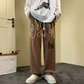 Spring and summer harbor wind sweatpants men's personality with fashion trend wide leg pants casual straight leg sweatpants. 