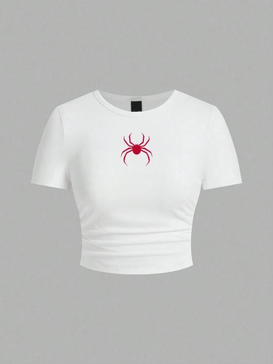Simple%20Red%20Spider%20Printing%20Crop%20Tops%20Summer%20Street%20Fashion%20Women's%20Slim-fit%20T-Shirt%20Comfortable%20Soft%20High%20Elastic%20Female%20Clothes%20-%20Image%204